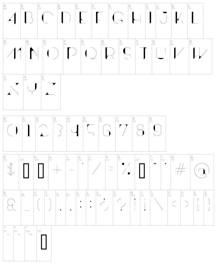 Contrasto font map